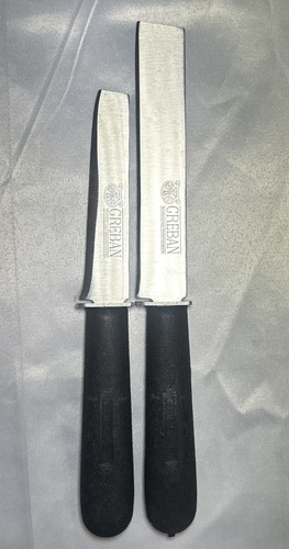 Greban Butcher Knife Pair – 5.5” + 6” Stainless – Sharpened Blunt Tip Commercial