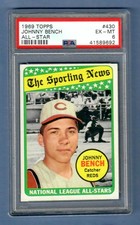 1969 TOPPS BASEBALL #430- Johnny Bench All Star-  PSA-6- EX -MINT - *JEEJ*!
