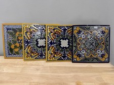 Handpainted Talavera Tile, La Corona Family, Puebla Mexico, Set Of 4 **As Is