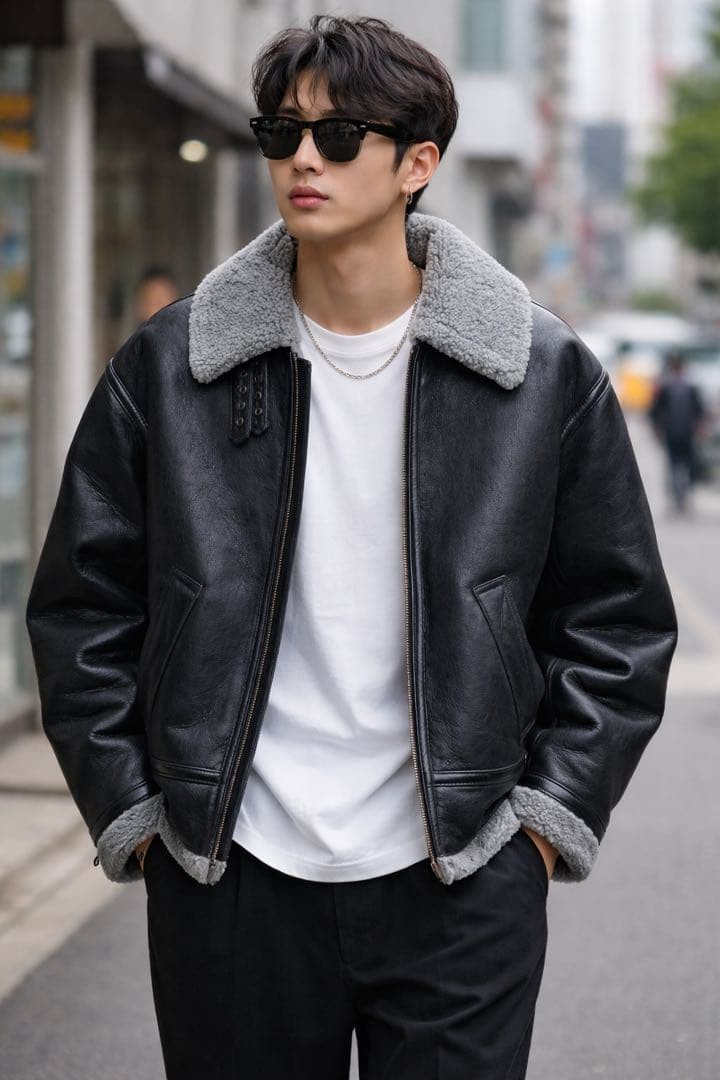 JUN MEN Shearling bomber jacket shearling - image 5