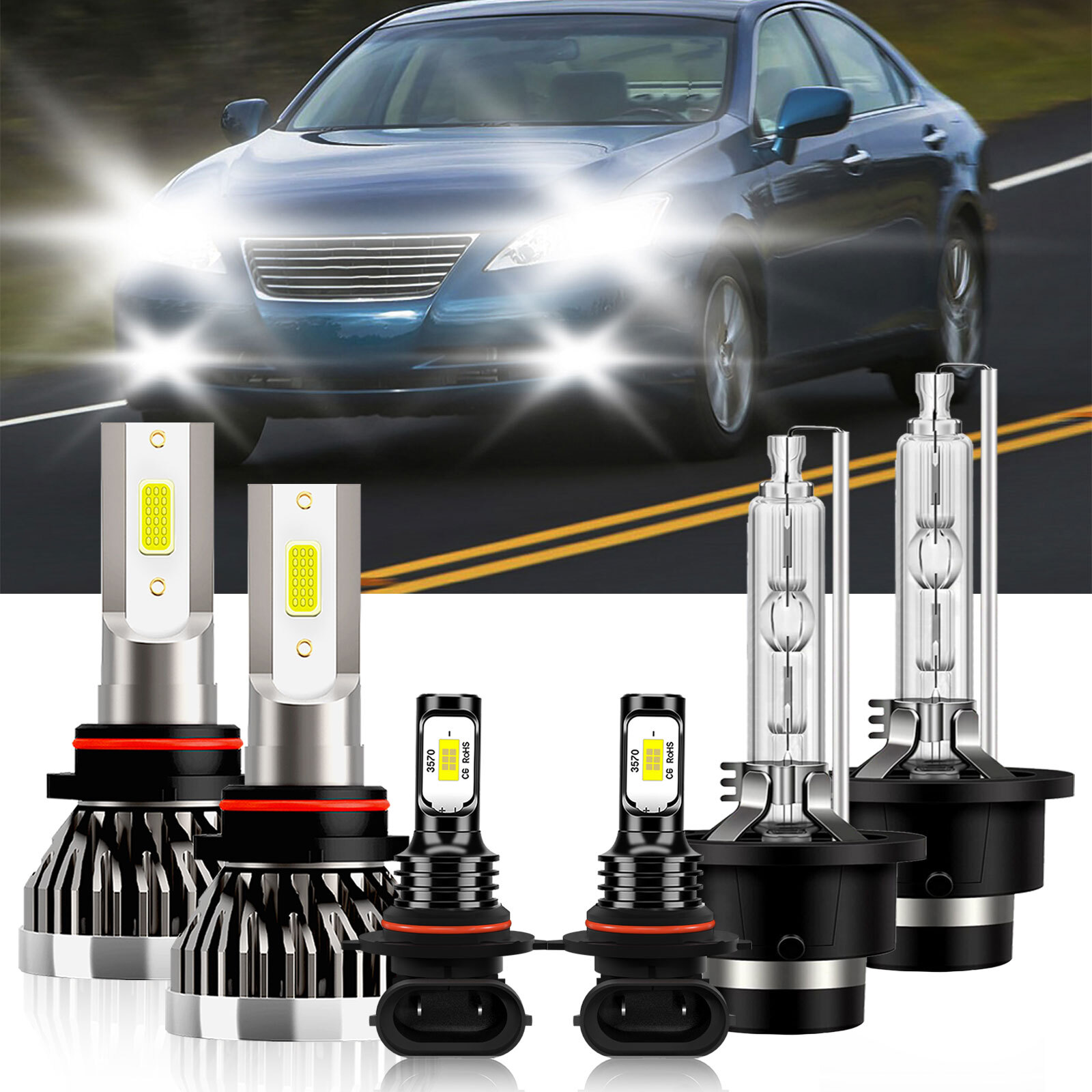 For Lexus ES330 2005-2006 LED HID Headlight High Low Beam Fog Light Bulb 6000K