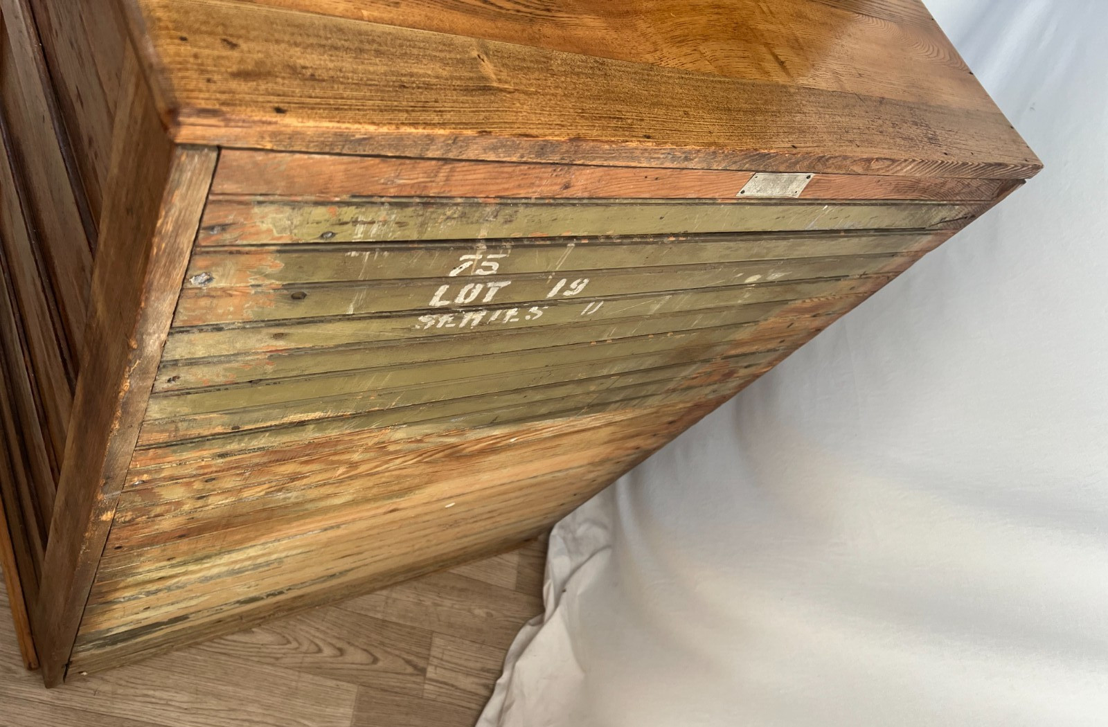 Antique Ice Box Three storage cabinets Oak Brass four Racks 1920's