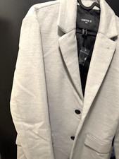 Forever 21 Mens Pea Coat Medium Grey Button D...