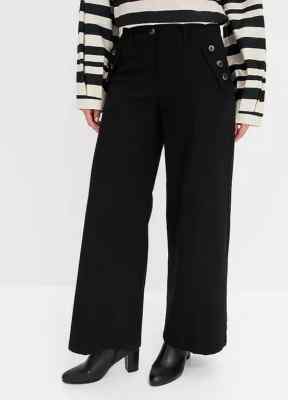 Freemans Black Wide Leg Button Trim Trousers   UK 16     (FS88-9)