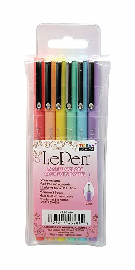 Uchida Marvy (4300-6) 6 Piece Le Pen Set, Neon or Pastel (Ch