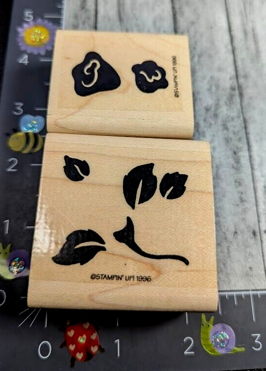 Stampin' Up! Flower Set of 2 Silhouette 1996 Rubber Stamp Wood #B52