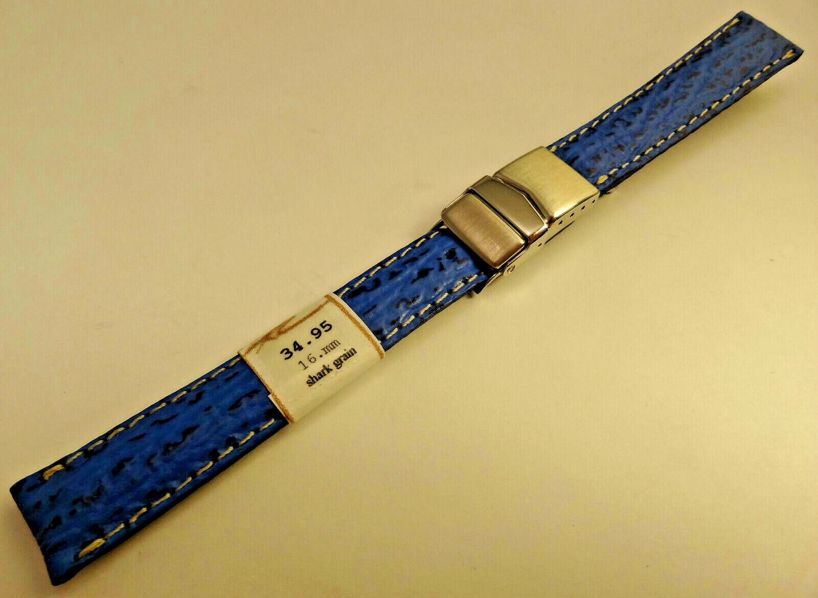 New ZRC France Blue Shark 16mm Watch Band Stainless Steel Security Sealock Clasp