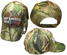 Trump 2020 Keep America Great Woodland Camouflage USA Front Embroidered Cap Hat
