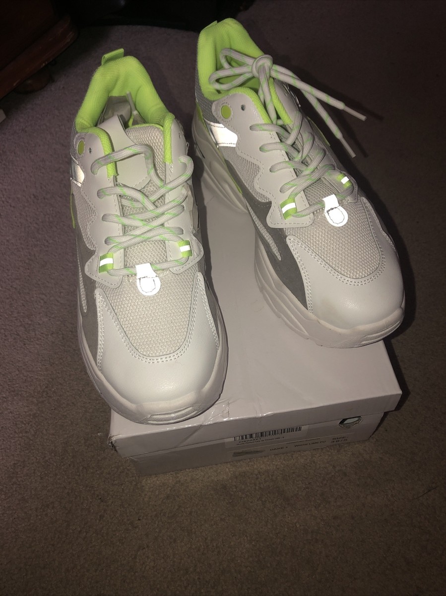 Boohoo Brand New Chunky Platform Trainers Lime Size Neon UK