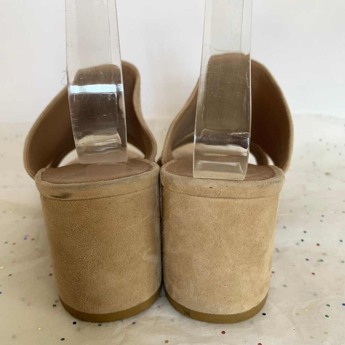 Vince Tan Suede Double Strap Benetta Slide Mule Block Heel  display picture 3