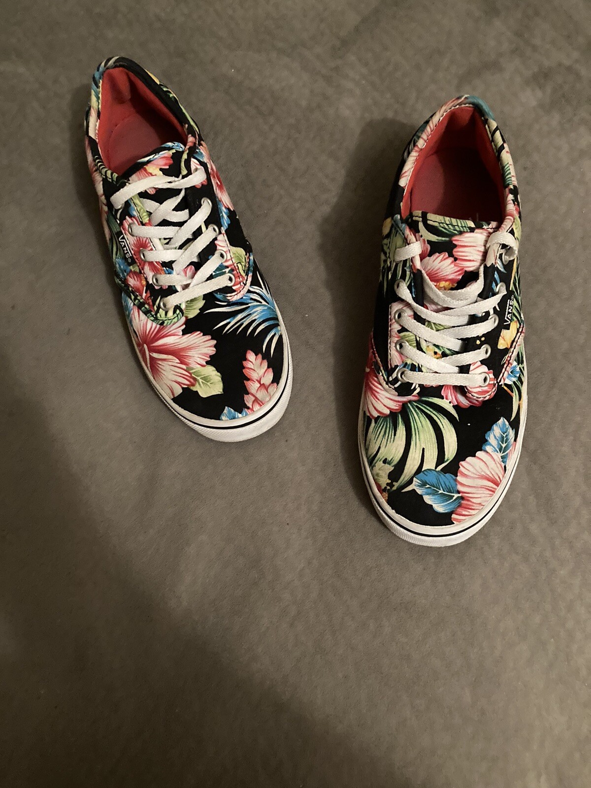 Vans Sneakers Shoes Hawaiian Tropical Black Floral Pr… Gem