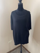 Women  s NWT Talbots Plus Short Sleeve Pullover Sweater, Sz 3X, Black