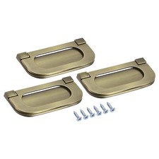 Finger Flush Pull Handle 74x34x5mm Rectangle for Drawer Door Bronze Tone 3pcs