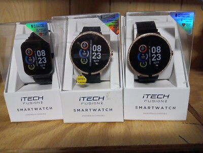 3 Stück iTech Fusion 2 Smartwatch mit Multisport Schwarz Silikon Android & Apple 