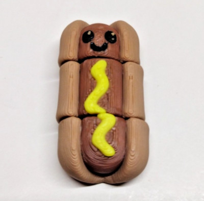 Mini Articulated 3D Printed Hotdog Fidget Toy