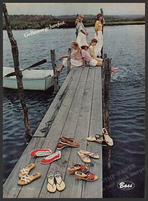 Bass Shoes 1980s Print Advertisement 1982 Legs Girls Sitting on a Lake Dock
