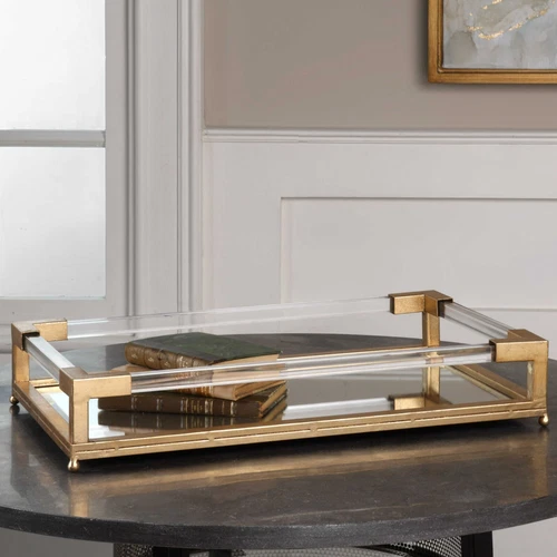 UTTERMOST 18706 BALKAN HAND-FORGED IRON TRAY WITH BEVELED MIRROR - Picture 1 of 5