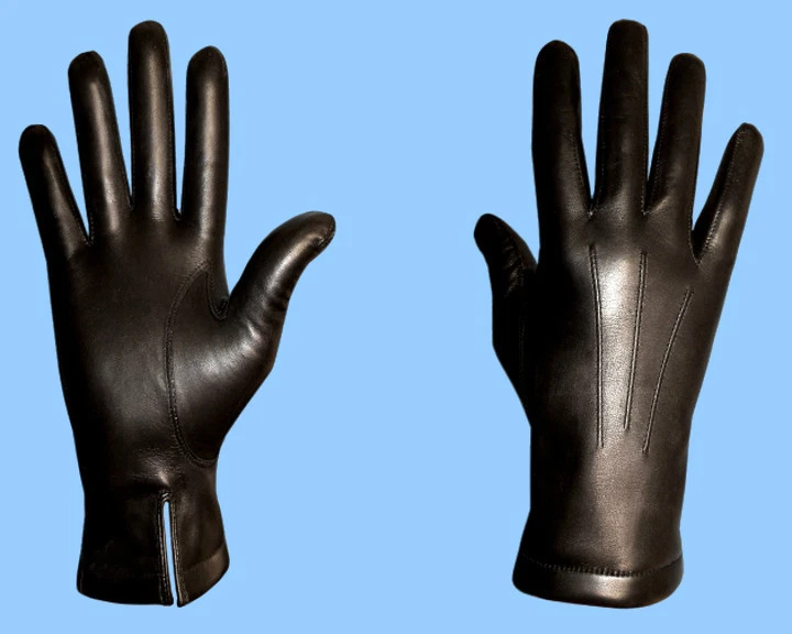 Mens Black Leather Gloves ! SHEARED GENUINE RABBIT FUR LINING size 9 or Large