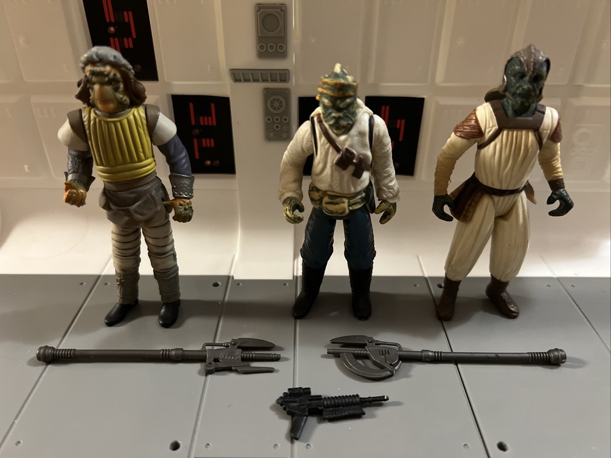 特撮 Star Wars 1998 The Power of The Force 3-Pack Movie Scene 4 Inch Tall Action Figure Set - Jabba's Skiff Guards with Star Wars POTF 1998 Jabba's Skiff Guards Cinema Scene 3 Pack