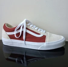 Vans Men's Old Skool Suede / Canvas Low Top Sneaker in Awesome Fire Brick