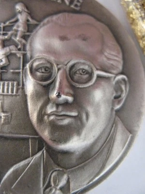 1+OZ. LONGINES STERLING SILVER 1954 SALK POLIO VACCINE 3D HIGH RELIEF COIN+GOLD