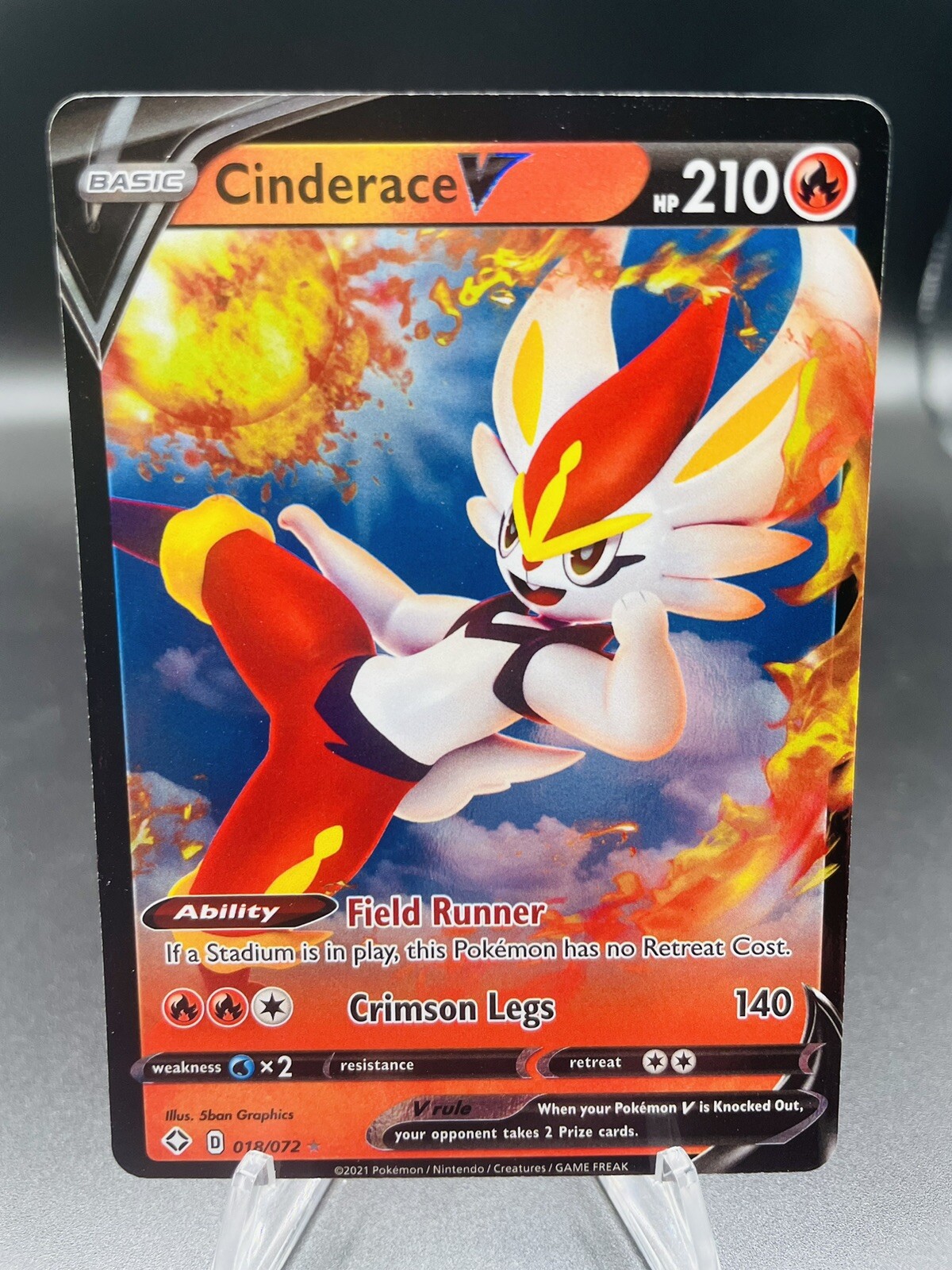 Pokemon Cinderace V 018/072 Shining Fates Ultra Rare Holo NM