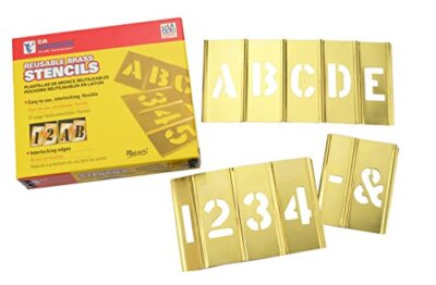 CH Hanson 10074 4'' Brass Interlocking Stencil Set -45 Pc Letters and Numbers