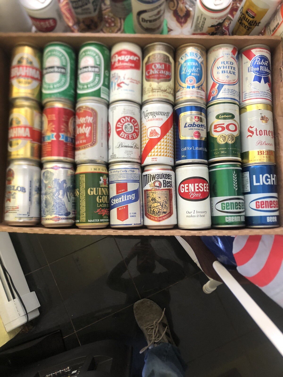 24 Vintage/ Old Pull Top Beer Cans. Mixed Lot. Budweiser Heineken