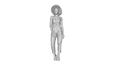 Printle C Femme 035--Young Black Woman Standing Figure for Dioramas Train Sets