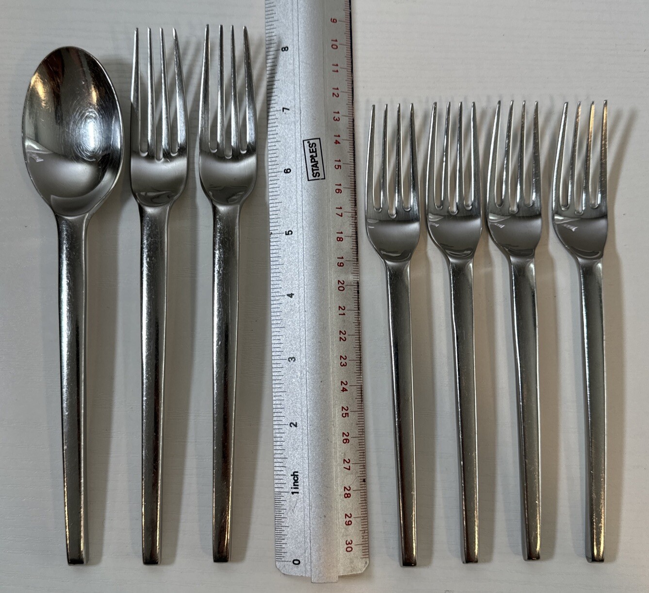 Cambridge Chop Conversation Stainless Flatware Finish - 1 Spoon, 6 Forks - 7 Pcs thumbnail 4