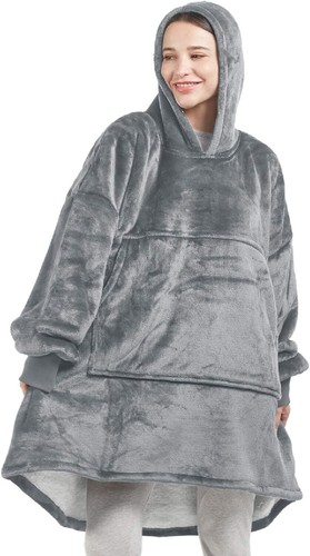 Hoodie Blanket Reversible Oversized Ultra Plush Sherpa Giant Hooded Sweatshirt - Picture 7 of 34