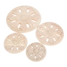 Wood Carved Decal Onlay Applique Cabinet Wardrobe Furniture Decoration Unpainted