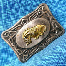 Western Horse Belt Buckle Cowboy Cowgirl Pressed Metal Vintage 50s 60s  .TWY497
