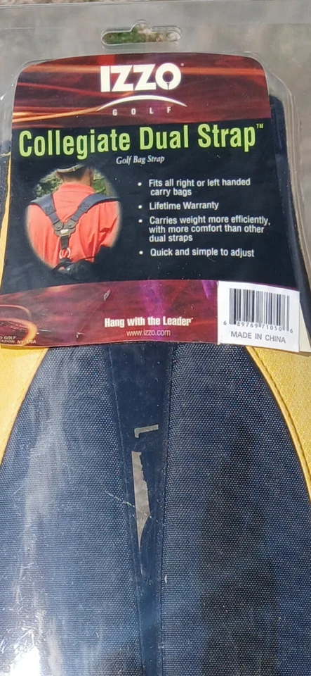 Izzo Golf Comfort Swivel Dual Strap Georgia Tech Logo GT Yellow Black NIP - Image 3 of 4