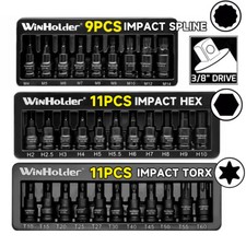 3 Sets Impact Hex Torx Spline Bit Sockets 3/8" Drive Short Reach Allen Star HEX