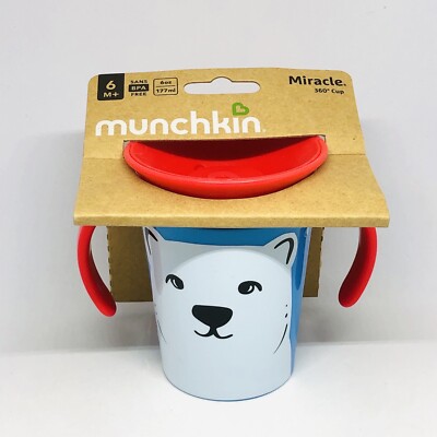 Munchkin 6 oz Miracle  360° WildLove Trainer Cup Blue White And Red Polar Bear