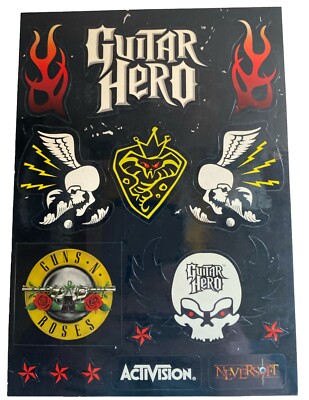Guitar Hero Guns & Roses Sticker Sheet ACTIVISION New 10 Stickers