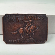 Vintage Pony Express from 1849 first with the US Mail Metal Belt Buckle