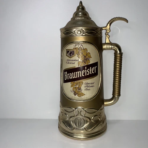 Vintage Braumeister Beer Plastic Stein Sign Bar Man Cave Brewing Keg Tavern