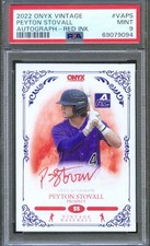 2022 Onyx Vintage AUTOGRAPH Red Ink /25 PEYTON STOVALL Arkansas Razorbacks PSA 9