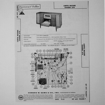 Curtis Mathis Chassis 27D Console Stereo Changer SAMS Photofact ™ 1963 ...