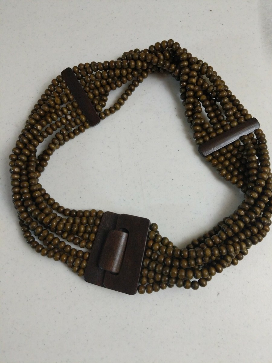 Wooded Belt Beaded Wood Women display picture 2