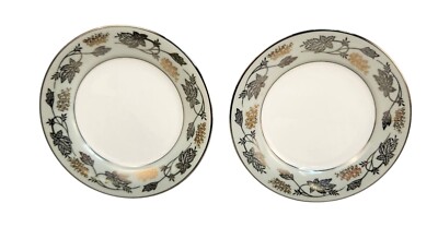 Noritake China Garland Bread & Butter Plates Set Of 2 Japan 5487 6.25'' Floral De