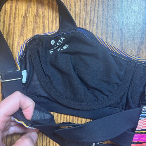 Athleta Womens black striped bikini top size 34 B/C - Picture 3 of 5
