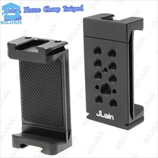 Metal Phone Clamp Tripod Mount Adapter w/2 Cold Shoe & Arca Port & 1/4"-20& 3/8"