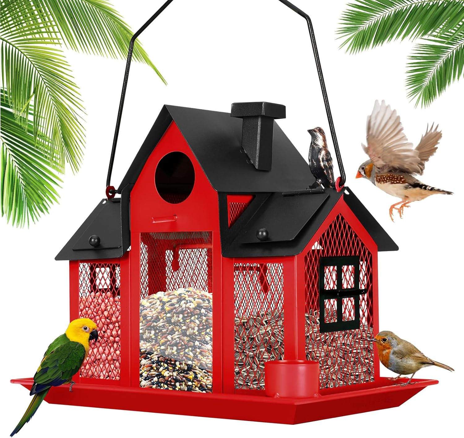 S House For Outside Hanging, Metal Wild Bird Feeder For Outd