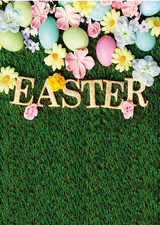 5X7FT Easter Backdrop Happy Easter Backdrop Spring Green Grass Photography Backg
