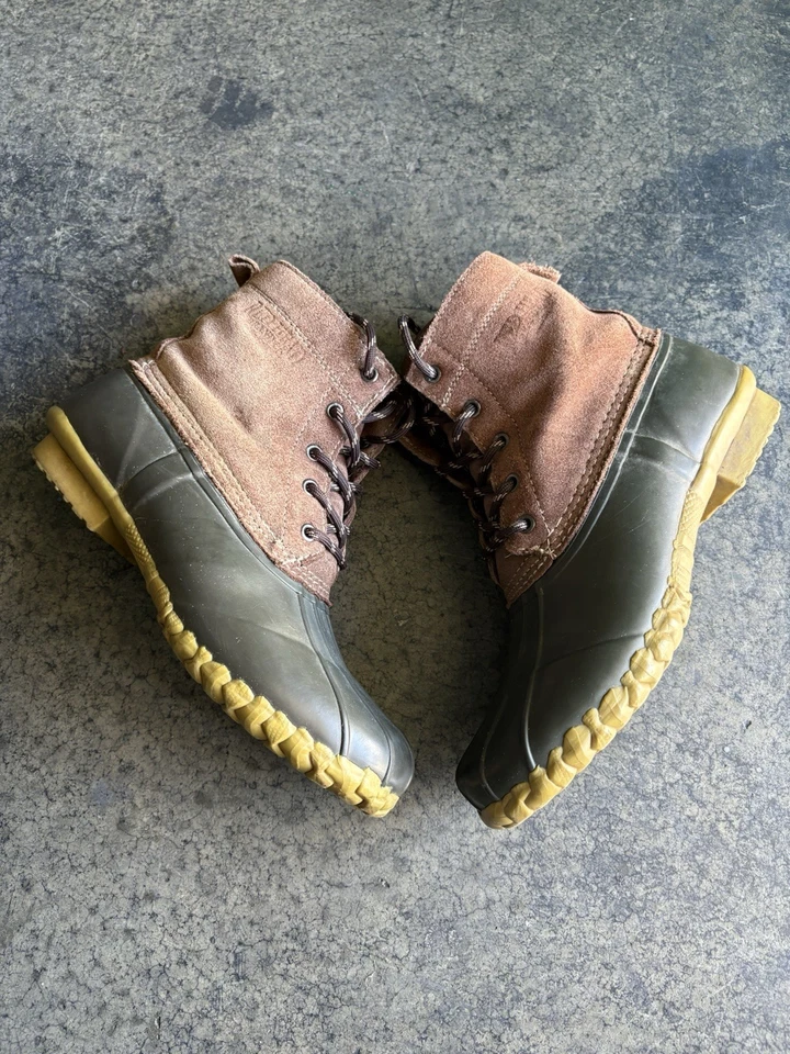 Botas de pato pelirrojas para hombre con cordones, marrón, tobillo, aislantes talla 9M impermeables Foto 3 de 4