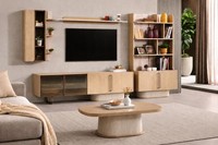 Elegantes Wohnzimmer-Set Mit Tv-Lowboard, Couchtisch Und Wandregalen