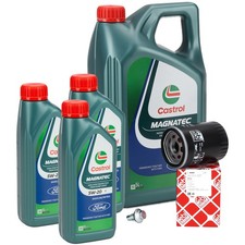 8L CASTROL MAGNATEC 5W-20 E + febi Ölfilter für FORD MUSTANG MK6 V8 422 PS